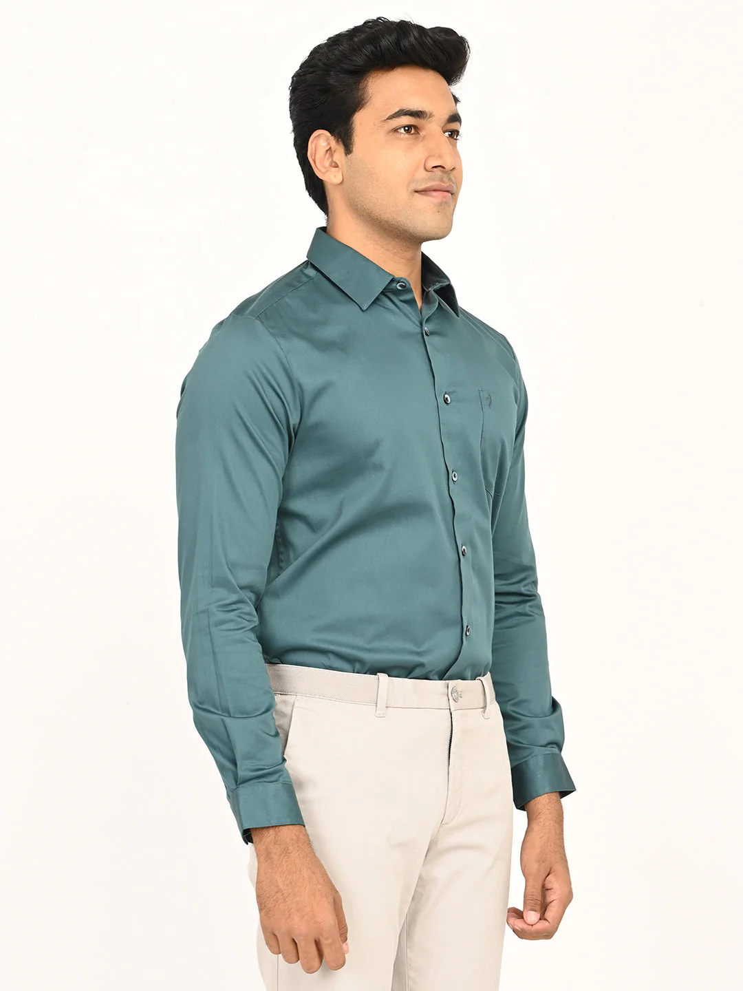 Men's Solid Full Sleeves Cotton Stretch Shirt - Image 21