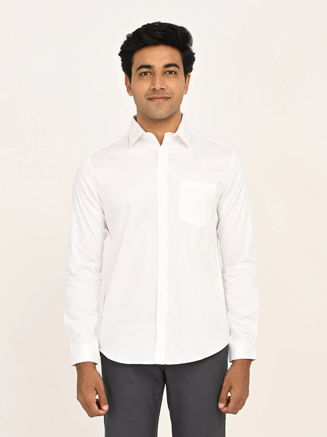 Men's Solid Full Sleeves Cotton Stretch Shirt - Image 25