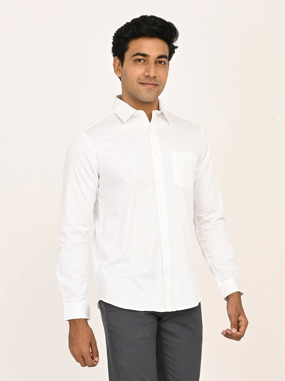 Men's Solid Full Sleeves Cotton Stretch Shirt - Image 27