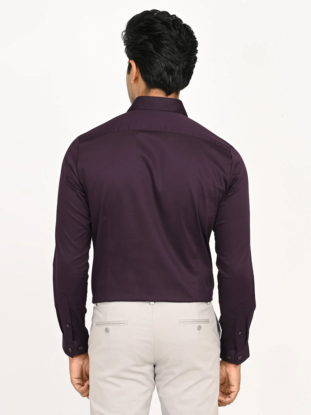 Men's Solid Full Sleeves Cotton Stretch Shirt - Image 4