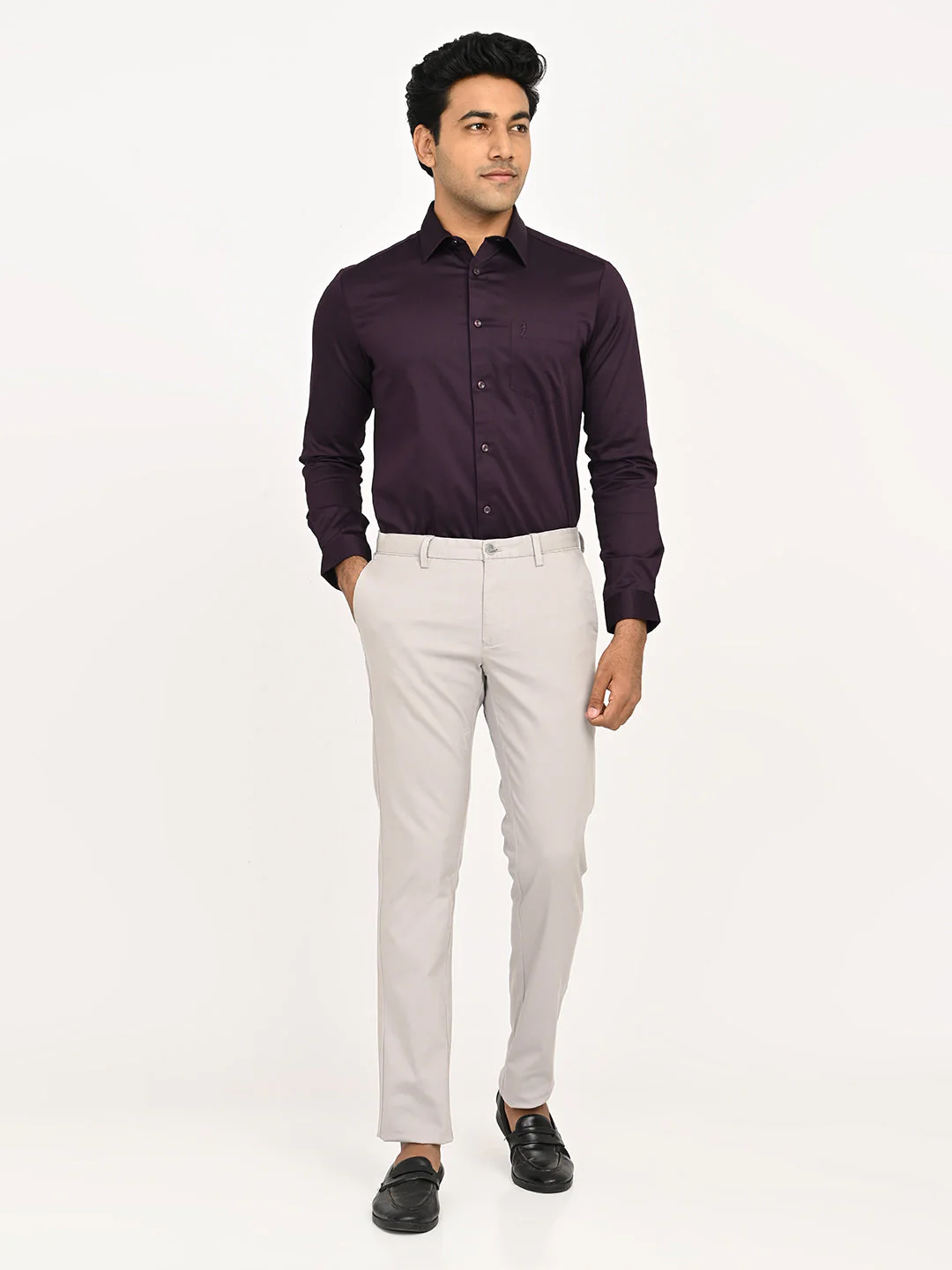 Men's Solid Full Sleeves Cotton Stretch Shirt - Image 6