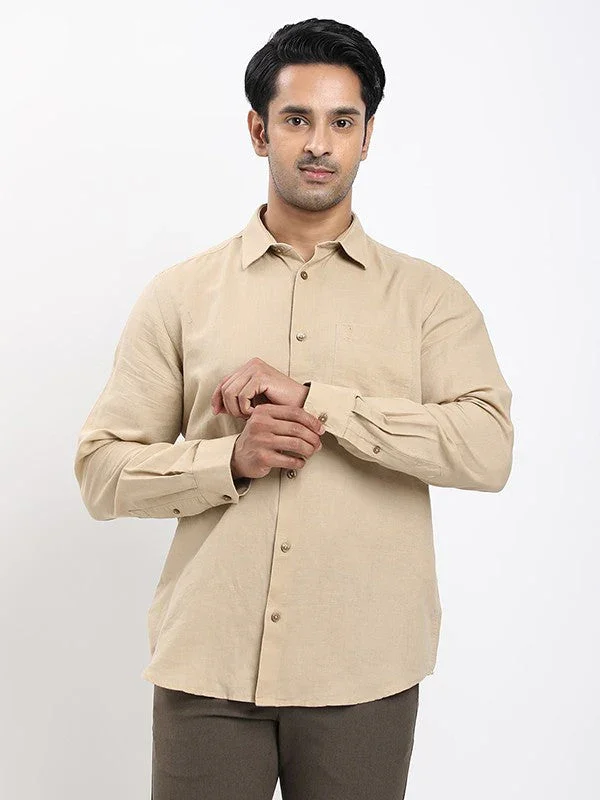Men's Solid Full Sleeves Linen Blend Shirt