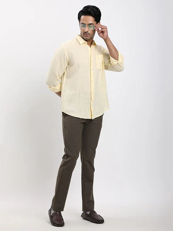 Men's Solid Full Sleeves Linen Blend Shirt - Image 10