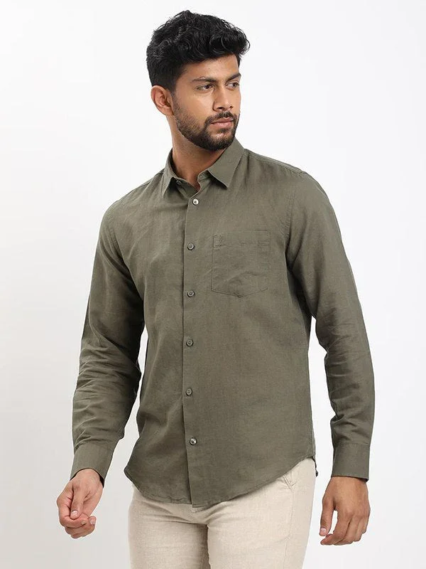 Men's Solid Full Sleeves Linen Blend Shirt - Image 12