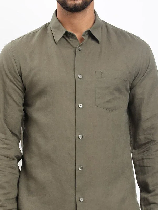 Men's Solid Full Sleeves Linen Blend Shirt - Image 13