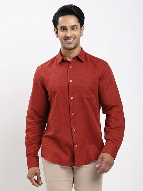 Men's Solid Full Sleeves Linen Blend Shirt - Image 16