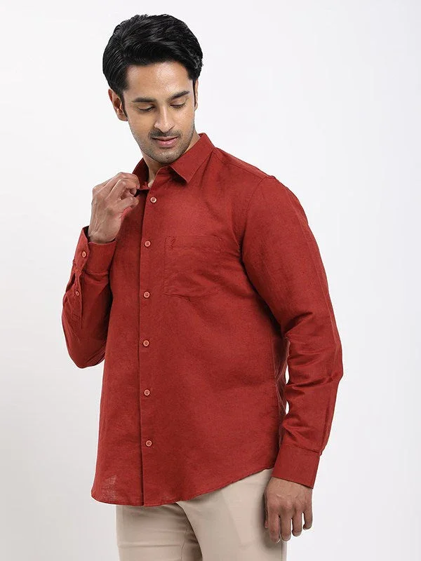 Men's Solid Full Sleeves Linen Blend Shirt - Image 17