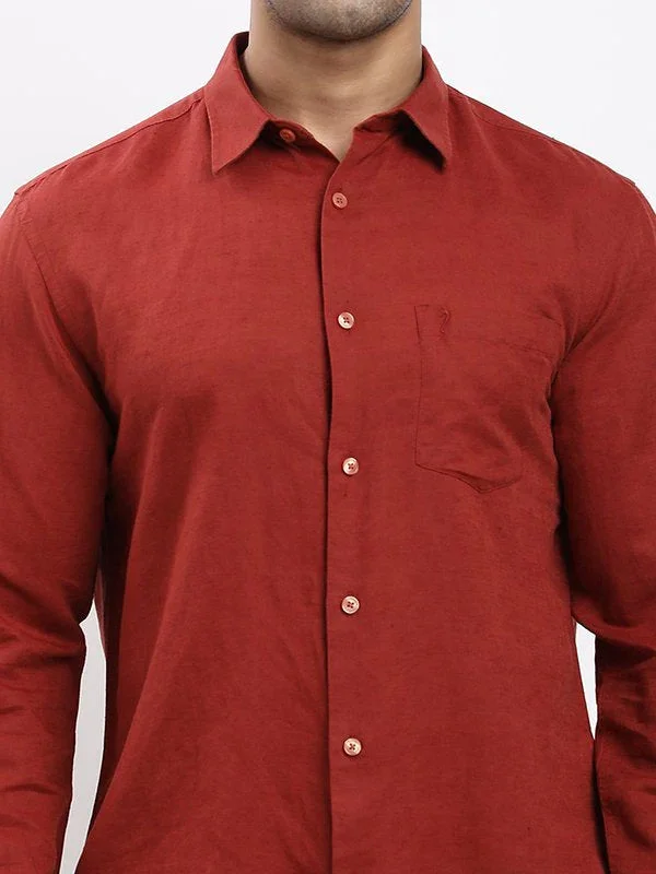 Men's Solid Full Sleeves Linen Blend Shirt - Image 18