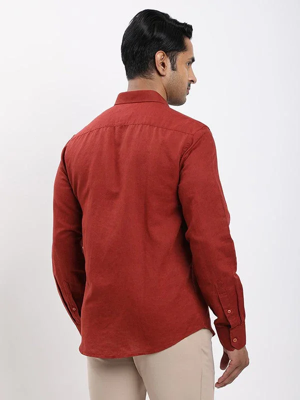 Men's Solid Full Sleeves Linen Blend Shirt - Image 19