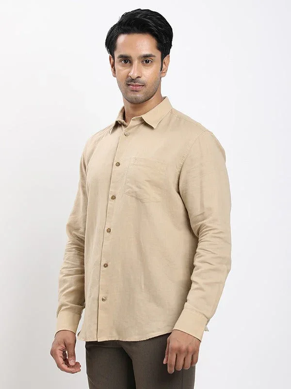 Men's Solid Full Sleeves Linen Blend Shirt - Image 2