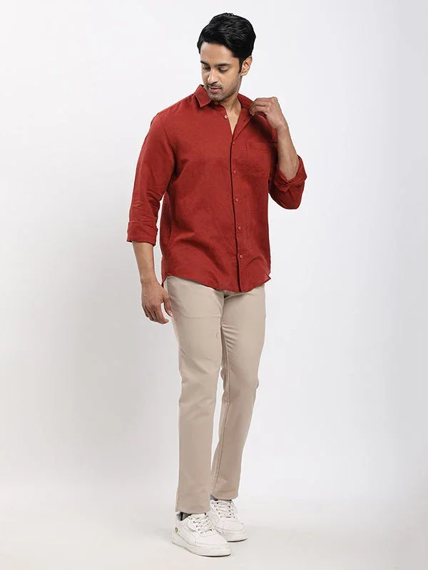 Men's Solid Full Sleeves Linen Blend Shirt - Image 20