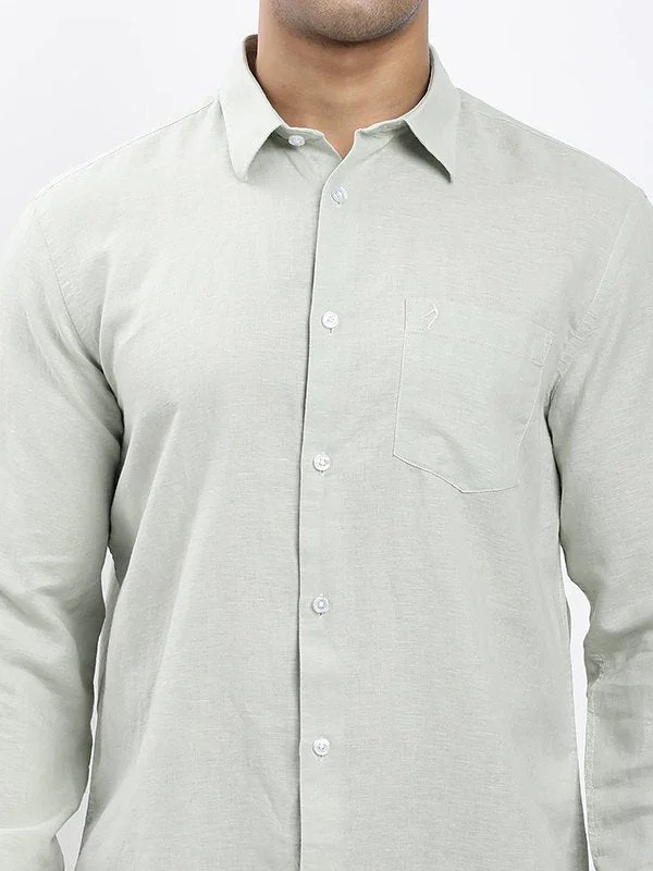 Men's Solid Full Sleeves Linen Blend Shirt - Image 23