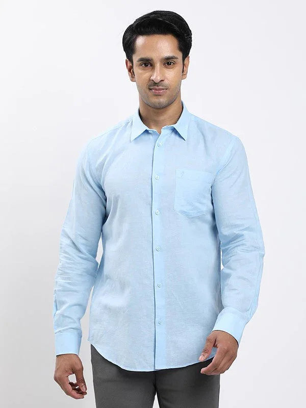 Men's Solid Full Sleeves Linen Blend Shirt - Image 26