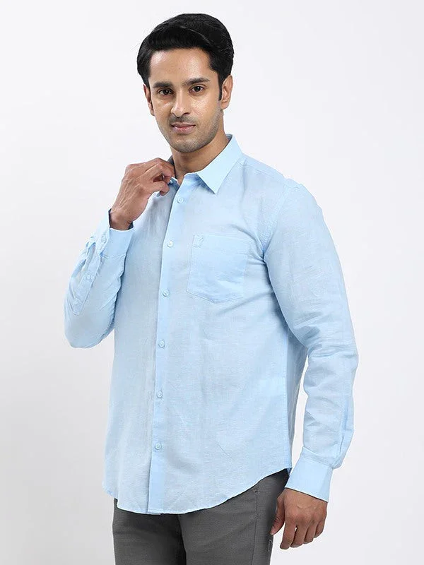 Men's Solid Full Sleeves Linen Blend Shirt - Image 27