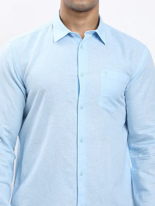 Men's Solid Full Sleeves Linen Blend Shirt - Image 28