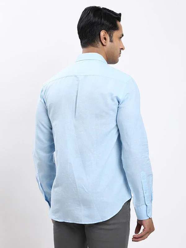 Men's Solid Full Sleeves Linen Blend Shirt - Image 29