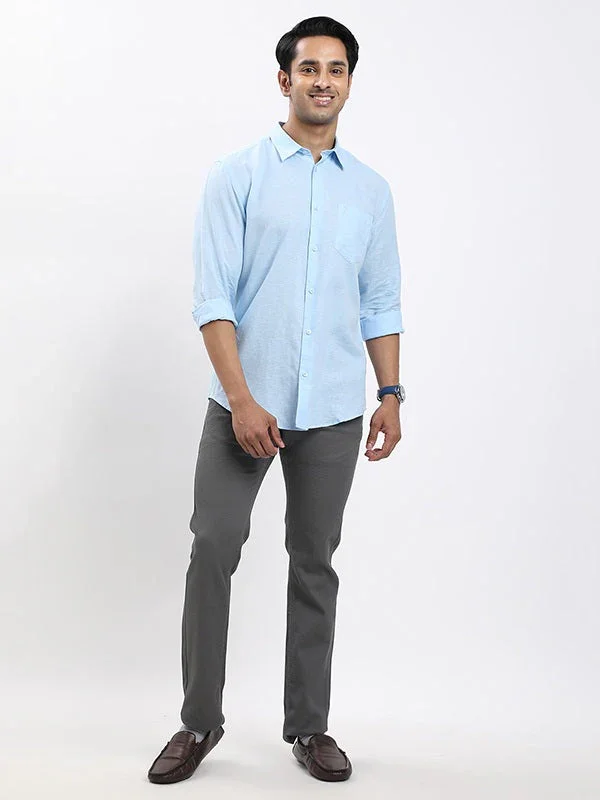 Men's Solid Full Sleeves Linen Blend Shirt - Image 30