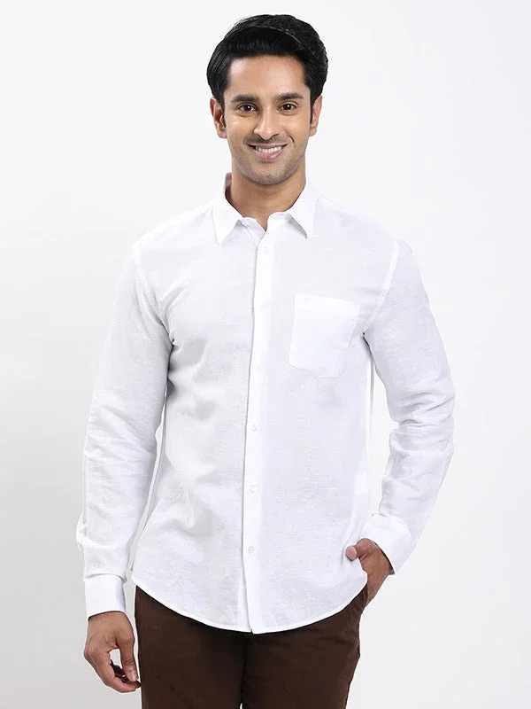 Men's Solid Full Sleeves Linen Blend Shirt - Image 31