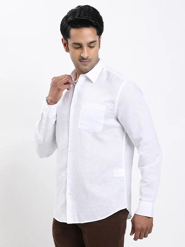 Men's Solid Full Sleeves Linen Blend Shirt - Image 32