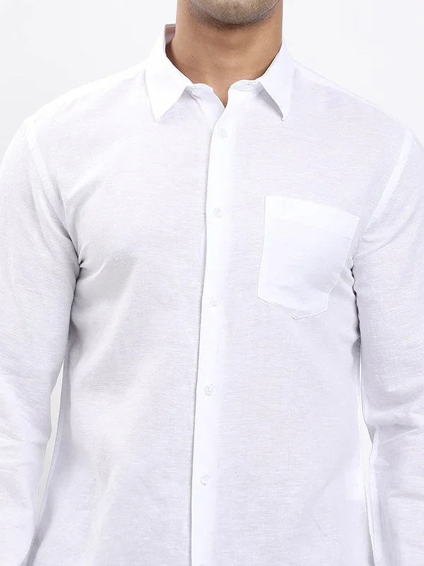 Men's Solid Full Sleeves Linen Blend Shirt - Image 33