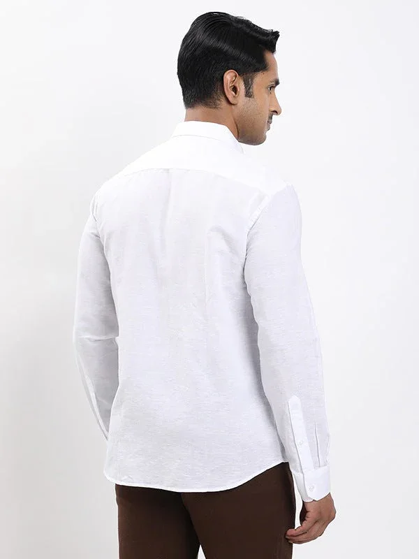 Men's Solid Full Sleeves Linen Blend Shirt - Image 34