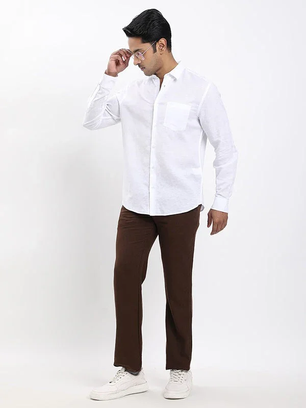 Men's Solid Full Sleeves Linen Blend Shirt - Image 35