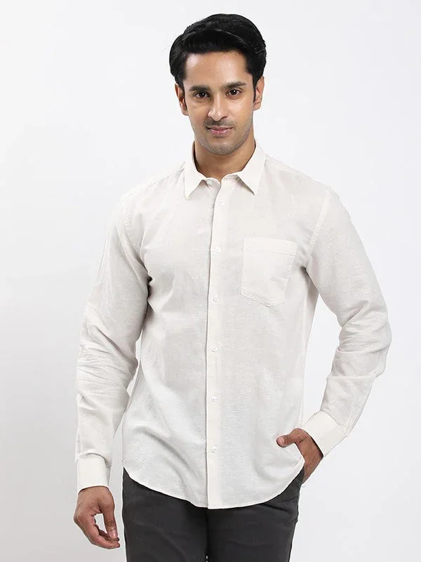 Men's Solid Full Sleeves Linen Blend Shirt - Image 36