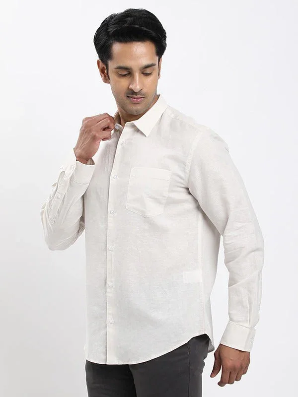 Men's Solid Full Sleeves Linen Blend Shirt - Image 37