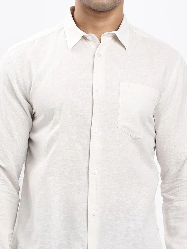 Men's Solid Full Sleeves Linen Blend Shirt - Image 38