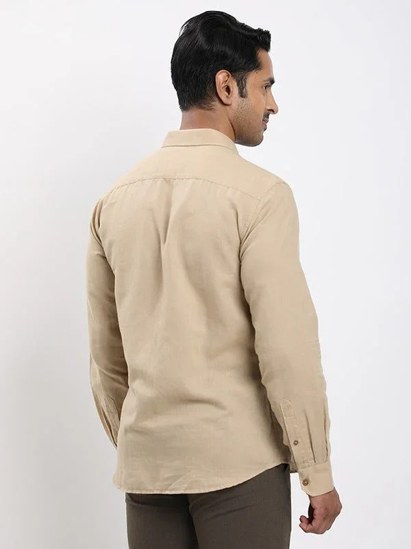 Men's Solid Full Sleeves Linen Blend Shirt - Image 4