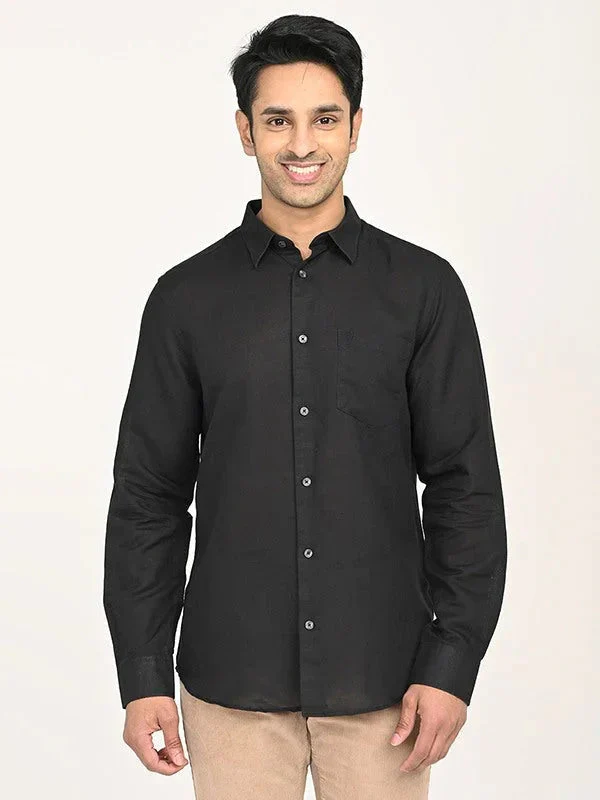 Men's Solid Full Sleeves Linen Blend Shirt - Image 41