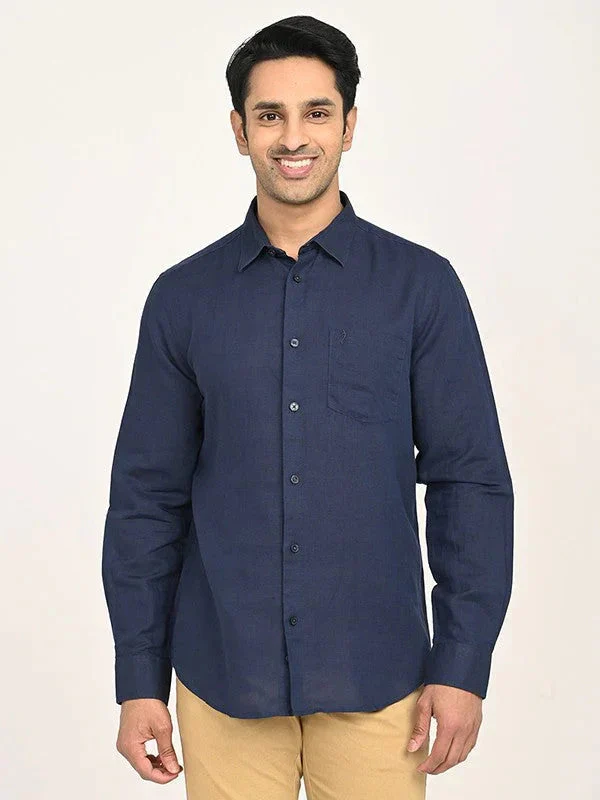 Men's Solid Full Sleeves Linen Blend Shirt - Image 43