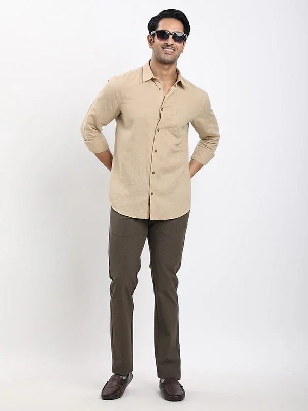 Men's Solid Full Sleeves Linen Blend Shirt - Image 5