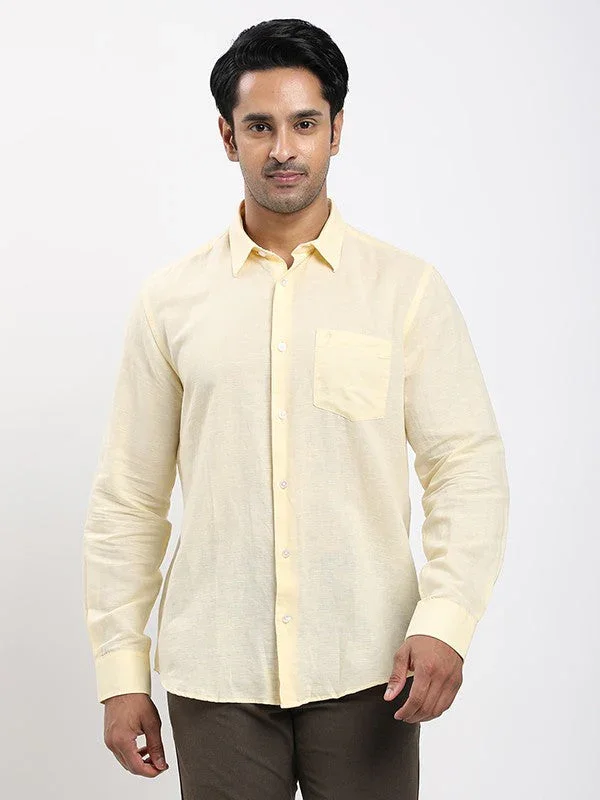 Men's Solid Full Sleeves Linen Blend Shirt - Image 6