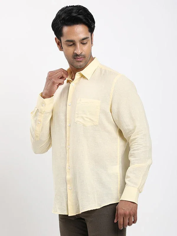 Men's Solid Full Sleeves Linen Blend Shirt - Image 7