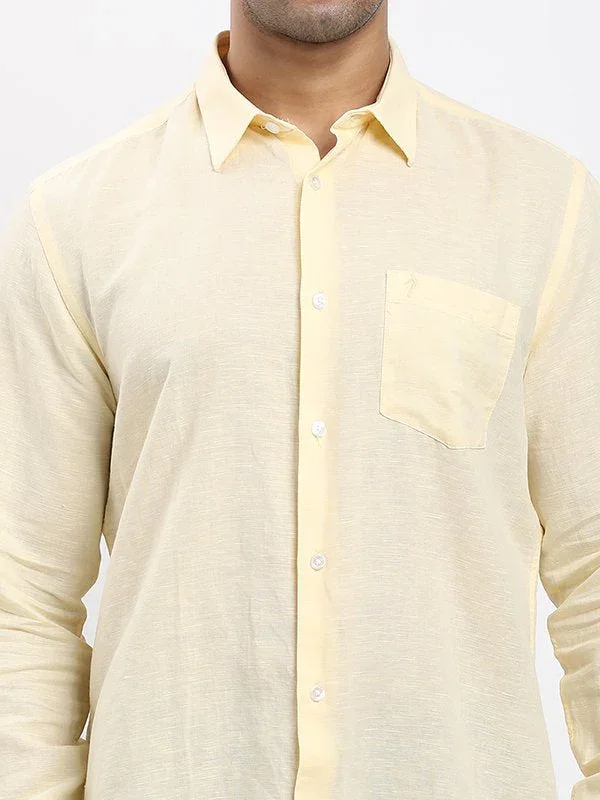 Men's Solid Full Sleeves Linen Blend Shirt - Image 8