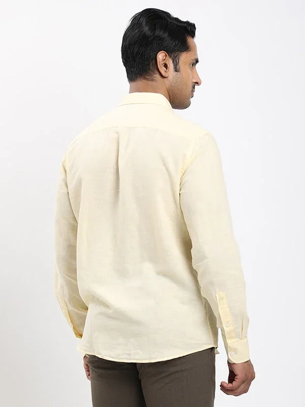 Men's Solid Full Sleeves Linen Blend Shirt - Image 9