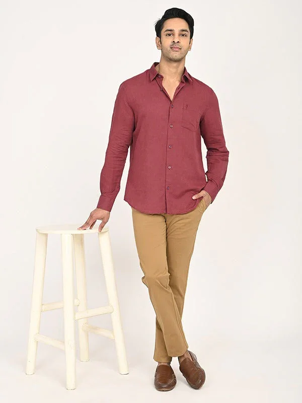 Men's Solid Full Sleeves Linen Blend Shirt - Image 10