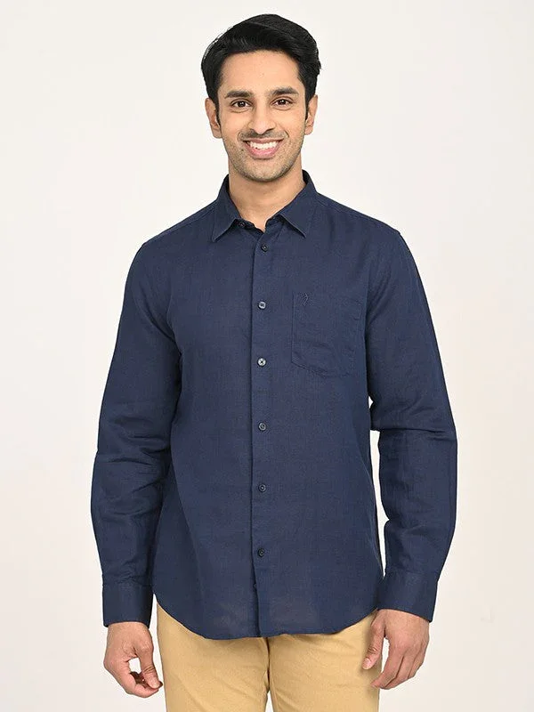 Men's Solid Full Sleeves Linen Blend Shirt - Image 11