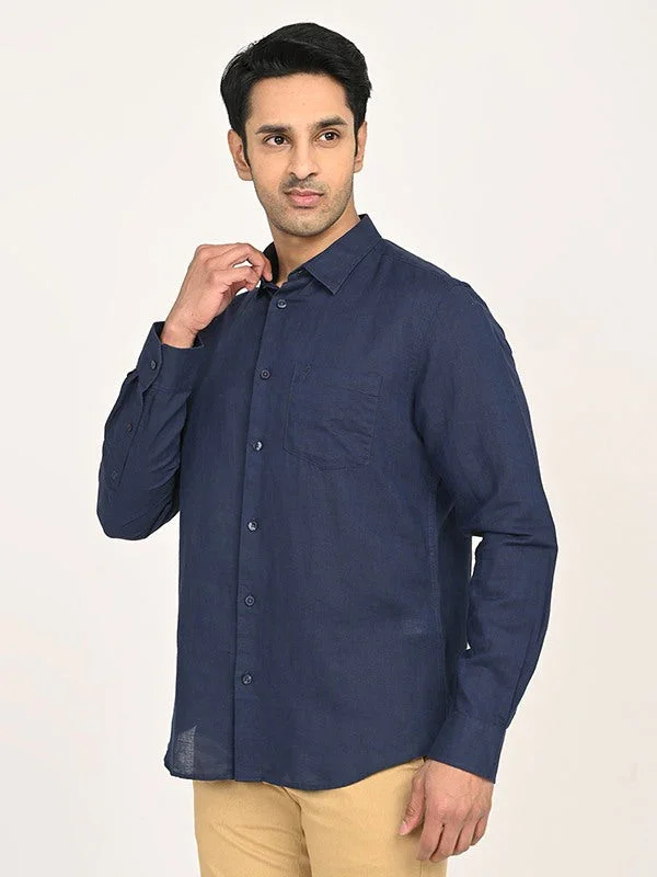 Men's Solid Full Sleeves Linen Blend Shirt - Image 12