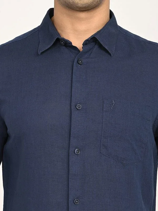 Men's Solid Full Sleeves Linen Blend Shirt - Image 13