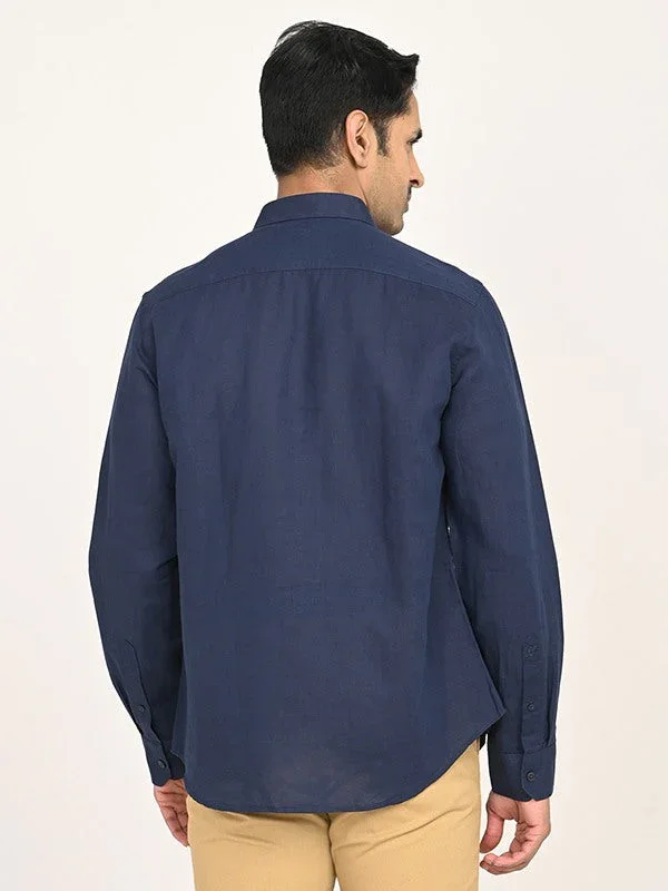 Men's Solid Full Sleeves Linen Blend Shirt - Image 14
