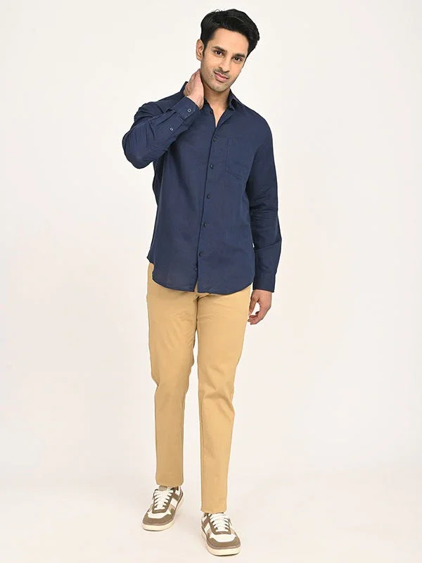 Men's Solid Full Sleeves Linen Blend Shirt - Image 15