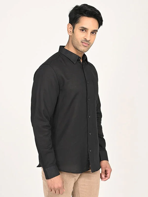 Men's Solid Full Sleeves Linen Blend Shirt - Image 2