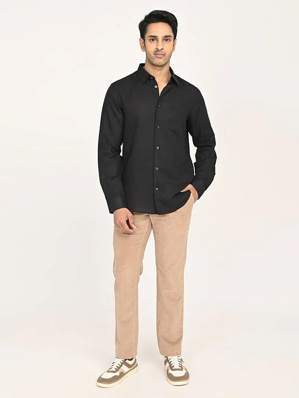 Men's Solid Full Sleeves Linen Blend Shirt - Image 5