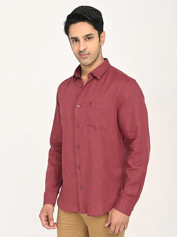 Men's Solid Full Sleeves Linen Blend Shirt - Image 7