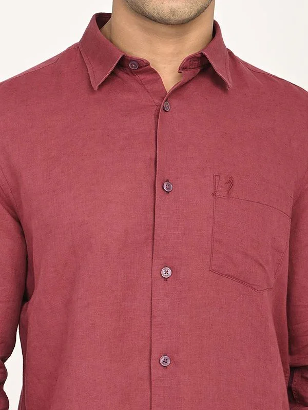 Men's Solid Full Sleeves Linen Blend Shirt - Image 8