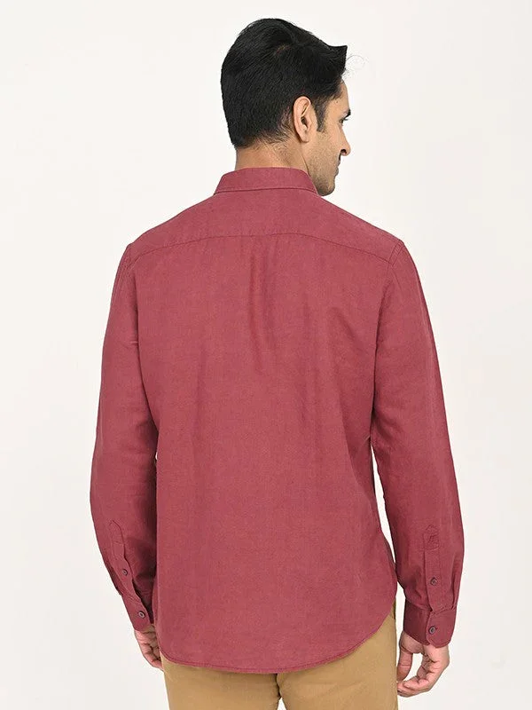 Men's Solid Full Sleeves Linen Blend Shirt - Image 9