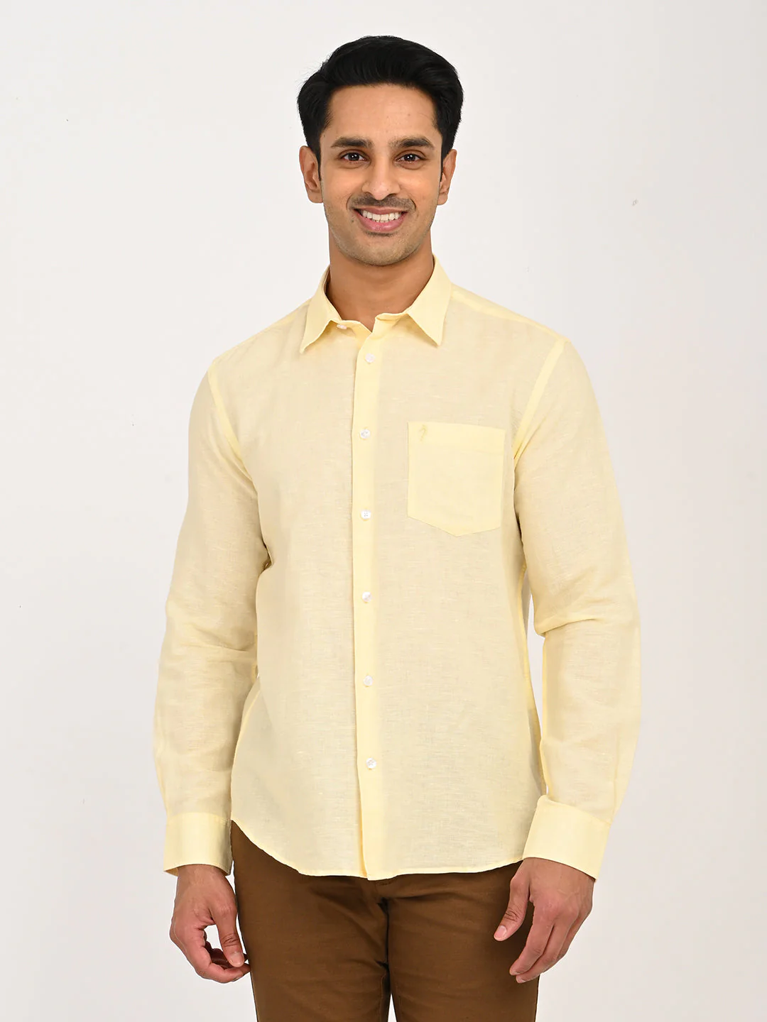 Men's Solid Full Sleeves Linen Blend Shirt