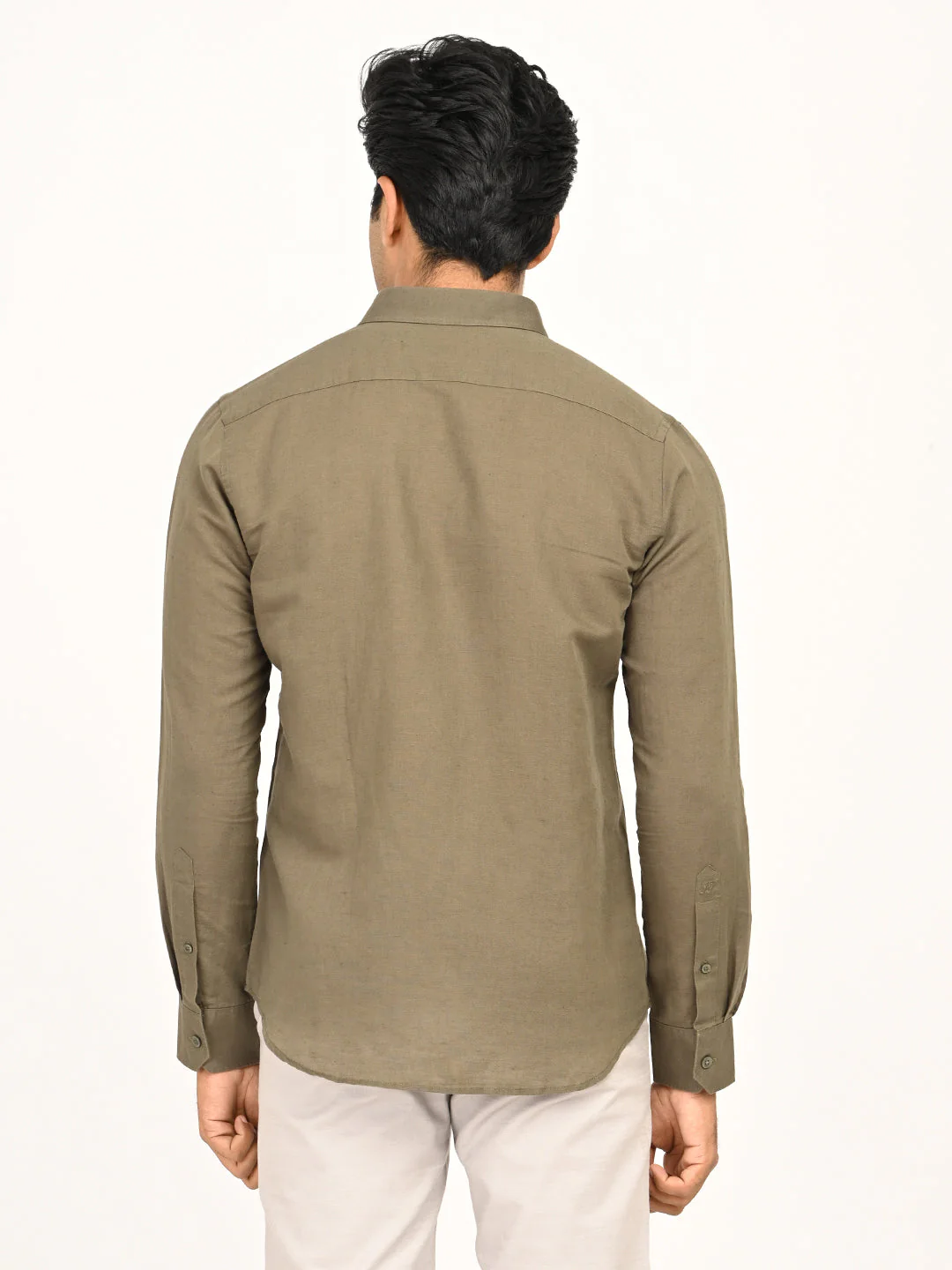 Men's Solid Full Sleeves Linen Blend Shirt - Image 10